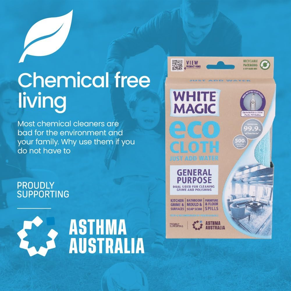 White Magic General Purpose Eco Cloth, Great Household Cleaning Tools for Bathroom, Kitchen, and Cars, Washable and Reusable image number 2