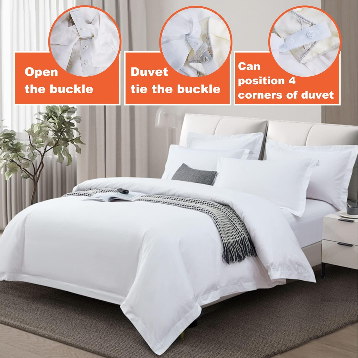 VEJESIME Duvet Cover Set, 3 Sided Zipper Duvet Cover, 100% Cotton Duvet Cover 3 Pieces with One Duvet Cover,Two Pillowcase, Triple-Zip System for Simple Changing Duvet Cover (King+2Pillw Shams) image number 1