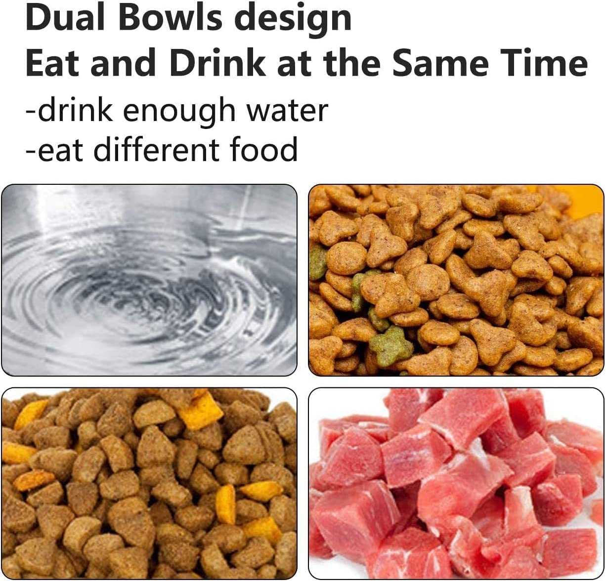 Hiumotan Cat Bowl with Stainless Steel, Non-Slip Silicone Mat Cat Feeder with 0 &15&deg; Tilting Neck Protective Bowl for Pets, Cats and Puppies Food and Water Feeding image number 3