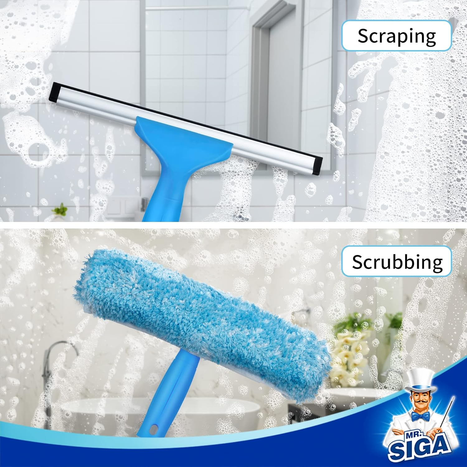 MR.SIGA 54.3 Inch Long Extension Pole, Adjustable 4 Pieces Aluminum Pole for Window Squeegee image number 5