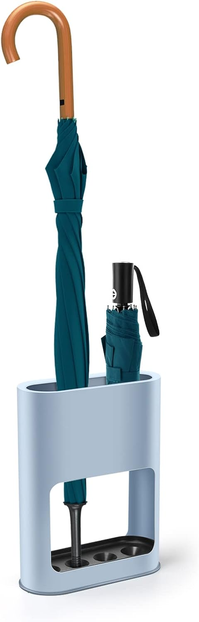 Dricroda Umbrella Stand Holder for Entryway, Umbrella Rack with Removable Drip Tray Free Standing Organizer for Umbrella Walking Sticks Canes, Stored 6 Umbrellas, Ideal for Home Office Decor, White