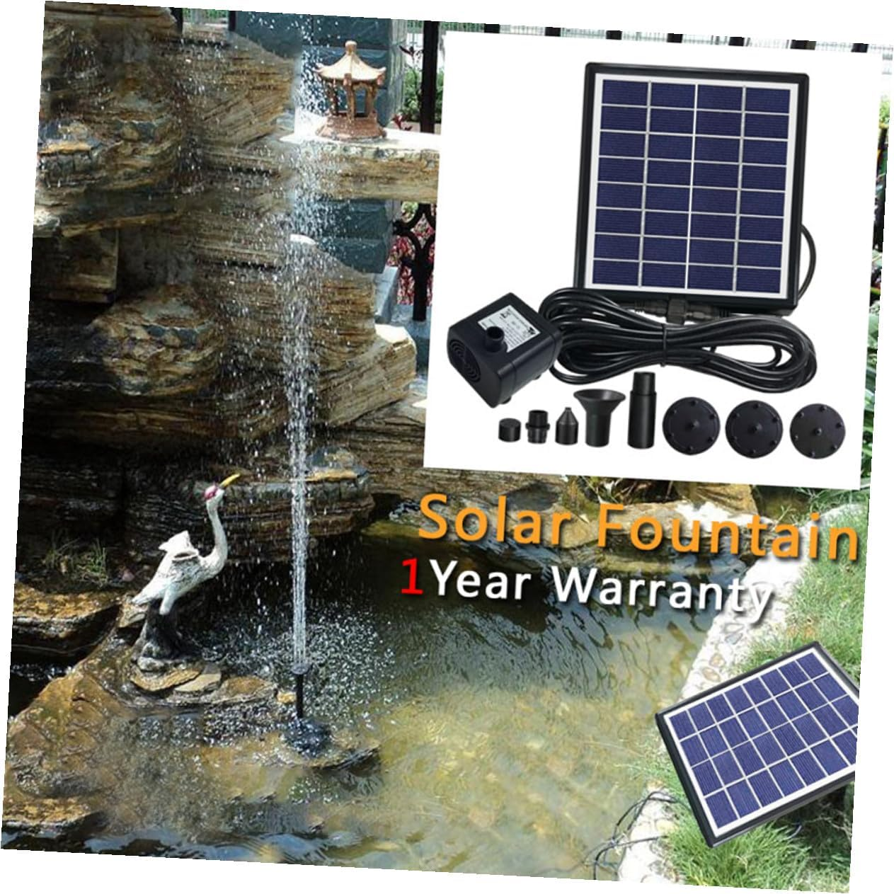 LALAFINA 4W Solar Floating Fountain Water Pump Mini Garden Pond Aerobic Water Fountain Outdoor Landscape Fish Pond Pool Black image number 1