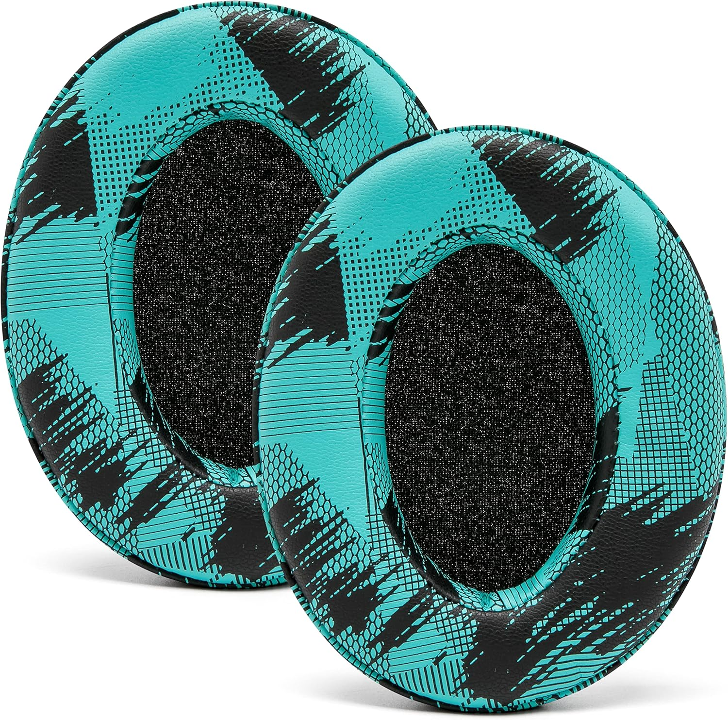 WC Padz - the Ultimate Upgraded Earpads by Wicked Cushions - Compatible with Audio Technica, Hyperx, Steelseries Arctis & More - Extra Thick - Bigger Opening - Softer Memory Foam | Speedracer Cyan - Anthracite image number 2