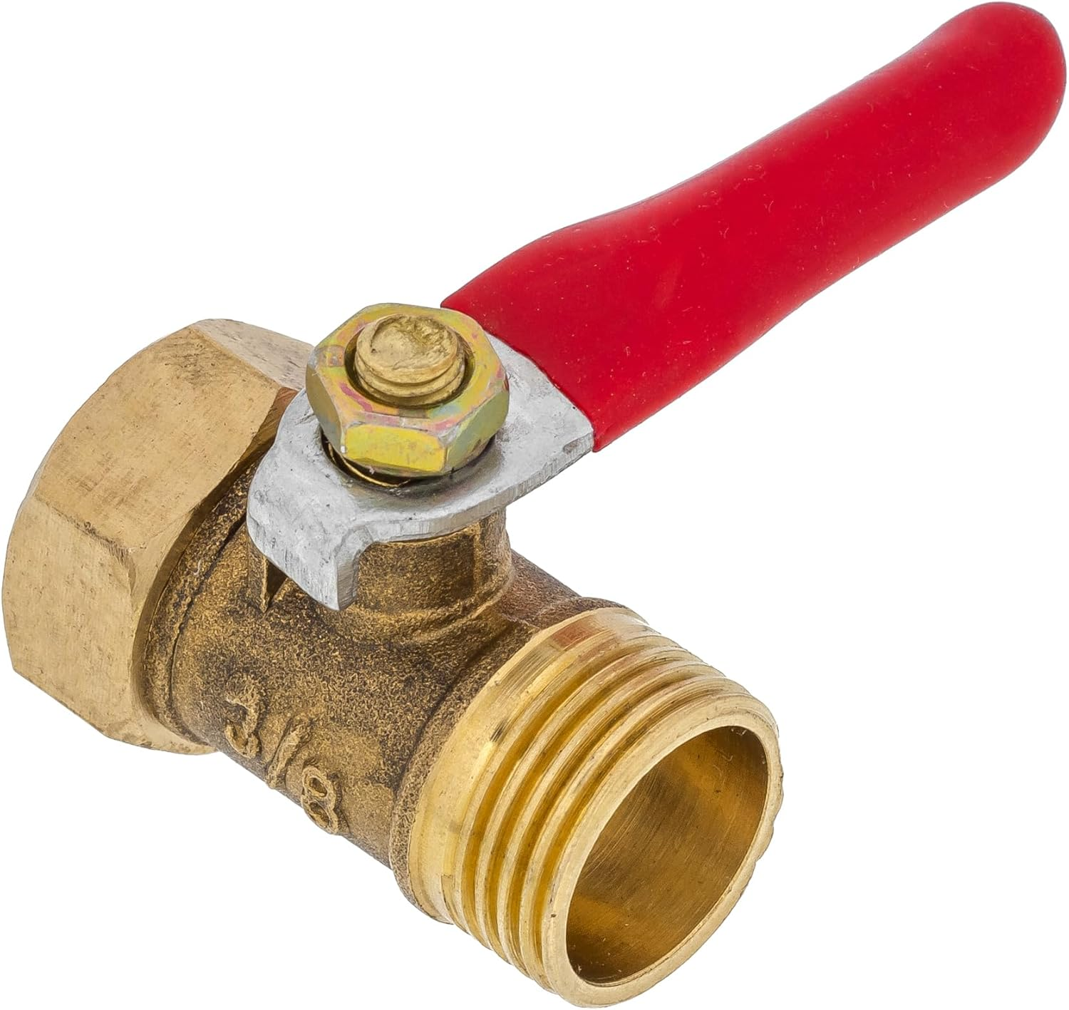 HALLMERS 3/8" BSP Male to 3/8" BSP Female Fitting Brass Inline Ball Valve with Lever Handle - Flow Control Durable Shut off Valve for Low Pressure Water Air Gas Fuel Line Tap Irrigation Applications