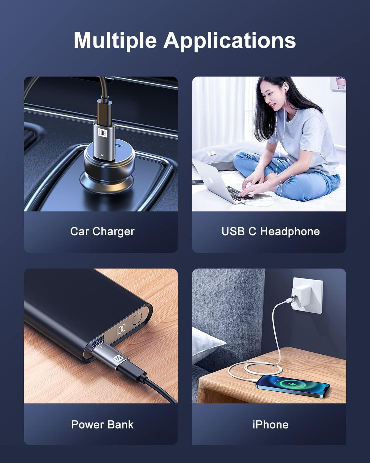 [10Gbps] USB C Female to Male Adapter, USB 3.1 a to C Adapter Superspeed Data Sync Compatible with Iphone 16 15 plus Pro Max,Type-C Earphone, Laptop, Charger, Quest Link-2 Pack image number 6