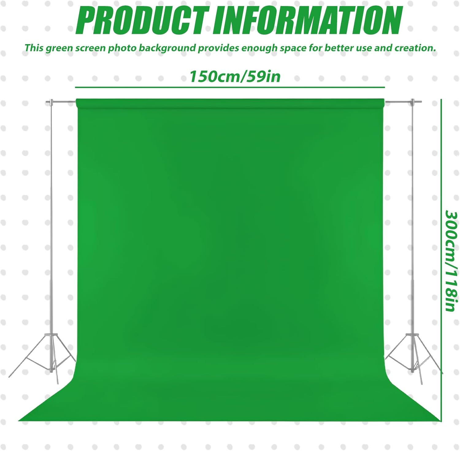WIYETY 150 X 300 Cm Green Screen Background: Photo Wall Background Washable, Green Screen Background for Photography Video and TV Recording image number 6
