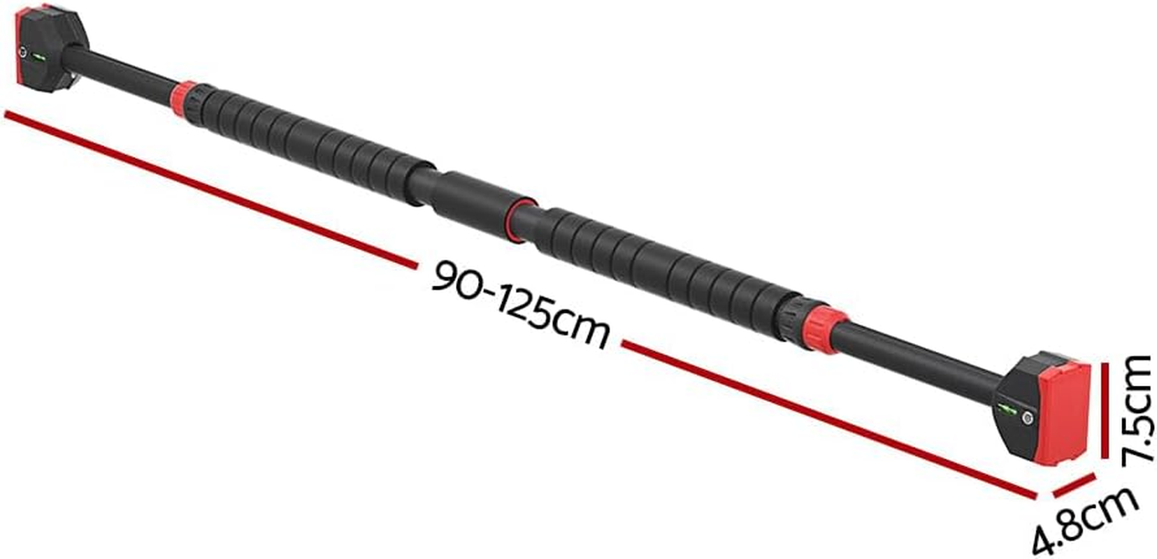 Everfit Pull up Bar, Adjustable 90-125Cm Length Chin up Horizontal Pull-Up Bars Exercise & Fitness Equipment for Doorway Home Gym Workout Outdoor, Max Limit 300Kg Comfortable Foam Grip Black image number 1