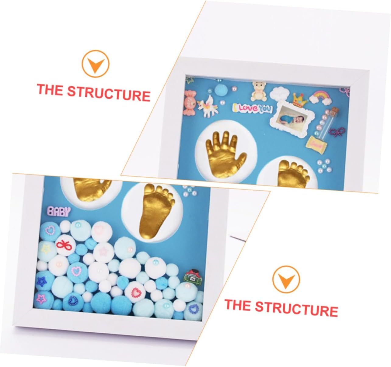 Unique Milestone Photo Frame Handprint Footprint Kit for Boy Girl Safe Material Shower Memory Keepsake