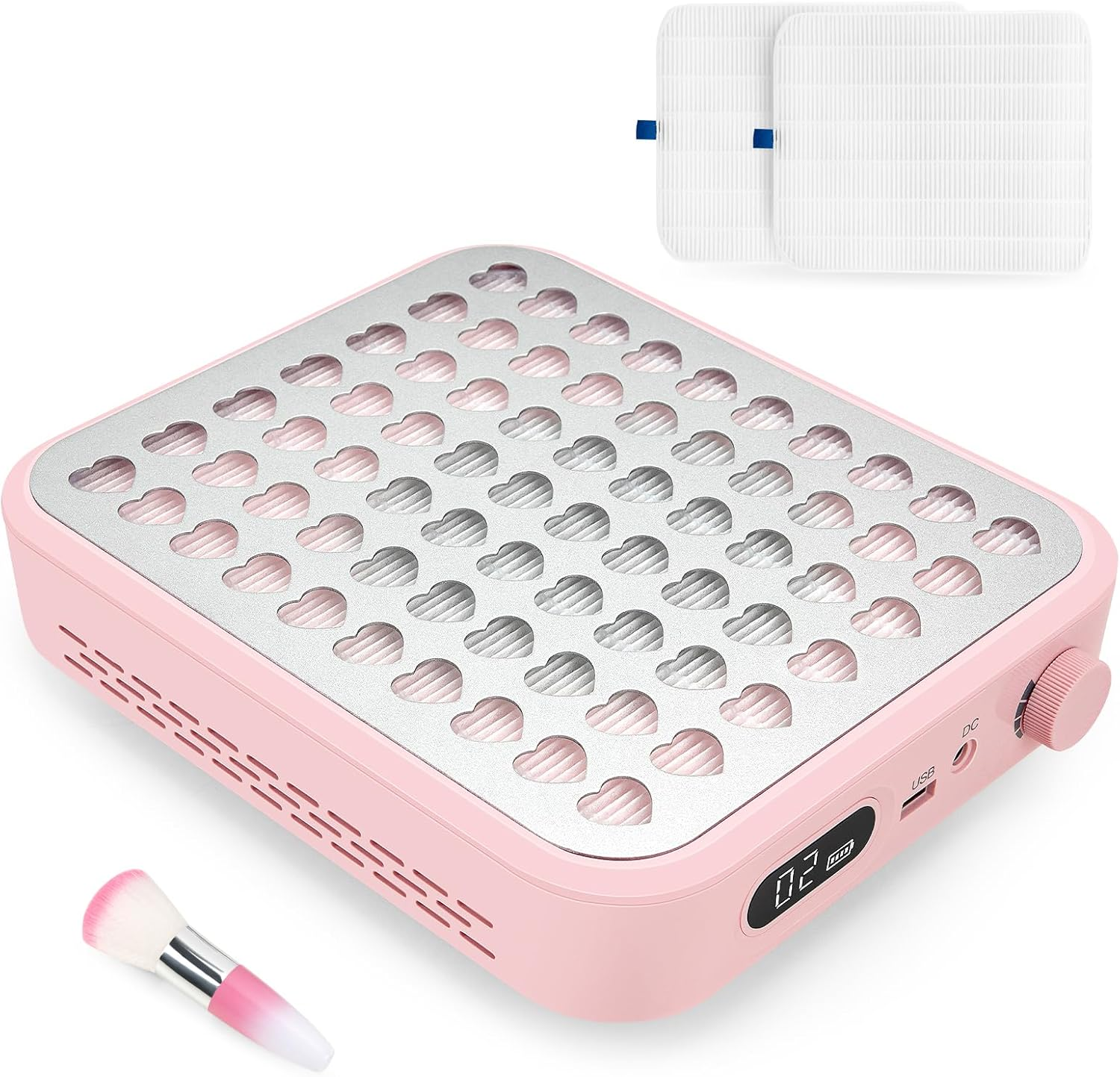 Madenia Rechargeable Nail Dust Collector: 56W Professional and Powerful Nail Vacuum Cleaner with 30000RPM Adjustable Speed - Quiet Nail Vacuum Extractor for Nail Studio & Home (Pink)