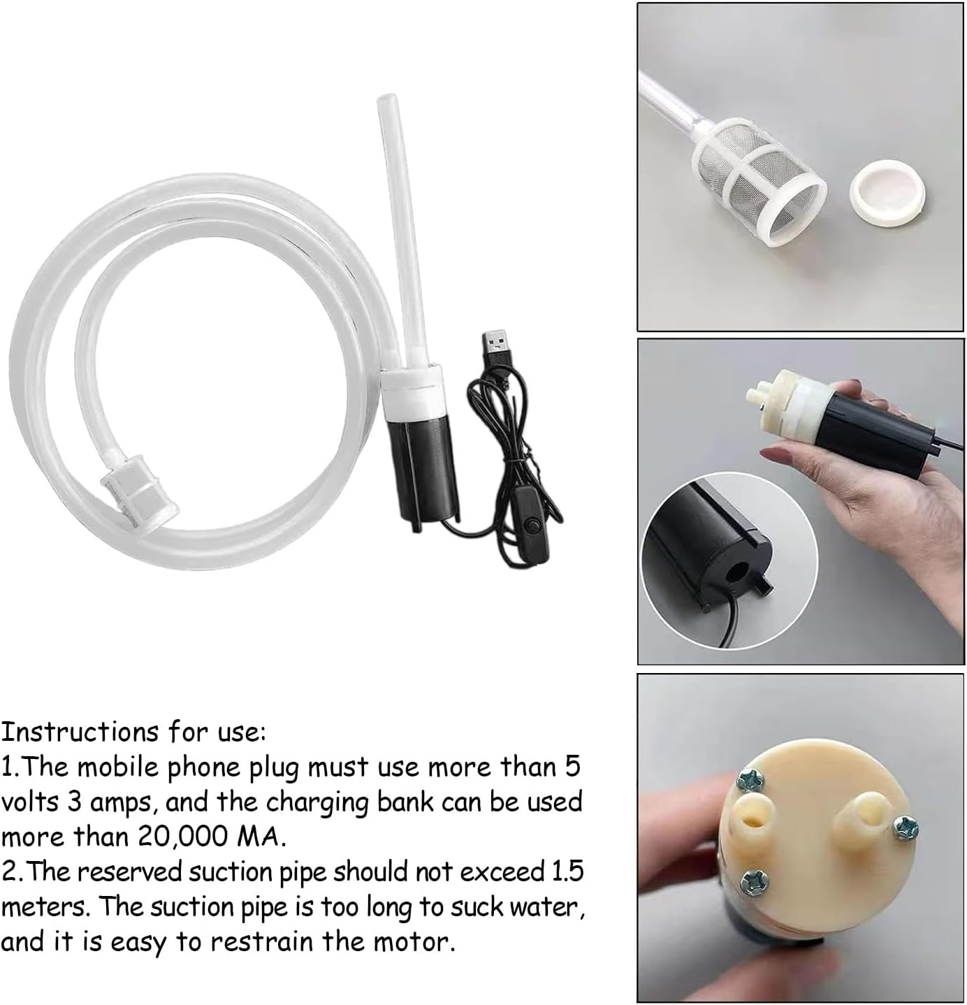 Mini Electric Wine Siphon Pump, Powerful Accessory for Household Beer and Wine Brewing, with Siphon Filter Tube image number 2