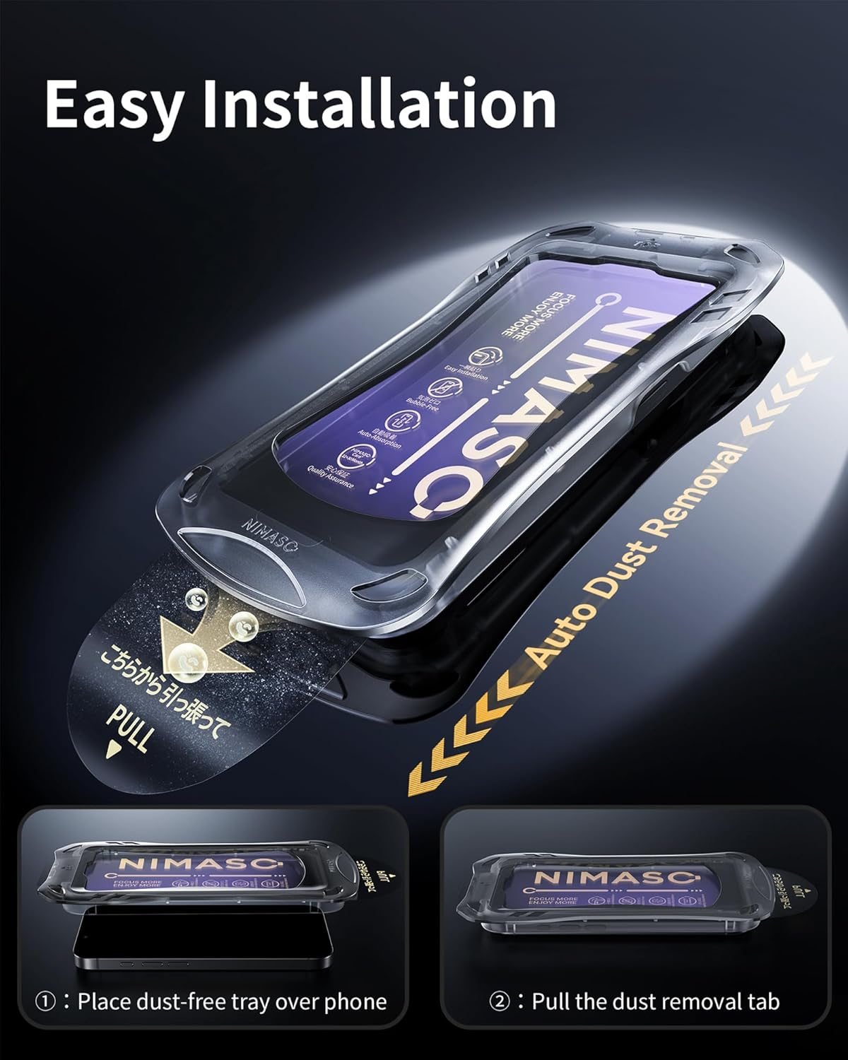 NIMASO for Iphone 16E/13 Pro/13/14 Screen Protector, 2 Pack anti Blue Light Tempered Glass, 9H Hardness Shockproof, Automatic Dust Removal, Instant Installation (6.1 Inches)