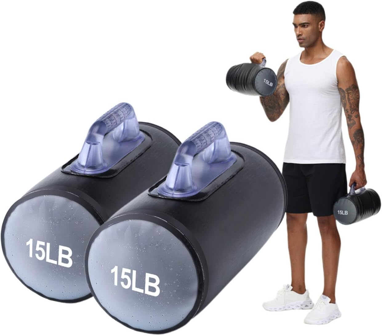 DEIRIS Water Dumbbells, Water Filled Training Dumbbells, Travel Weights Set, Adjustable Weights to 4-30 Lbs/Pair, Portable Gym for Strength Training, Fitness and Shaping