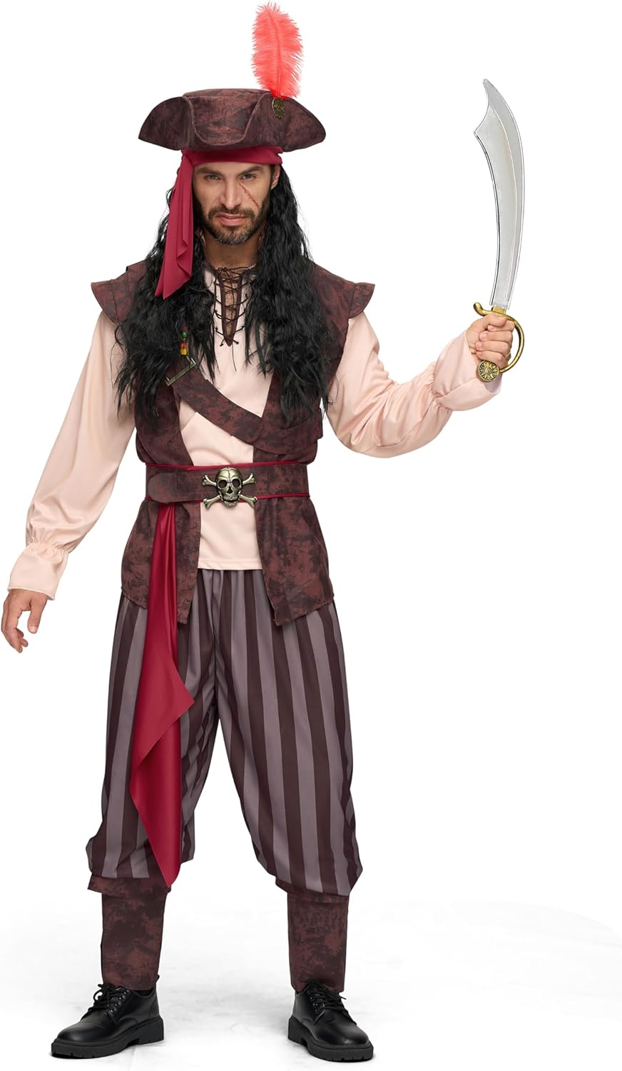 Spooktacular Creations Mens Caribbean Pirate Costume Adult Sea Captain Robber Costume for Halloween image number 6