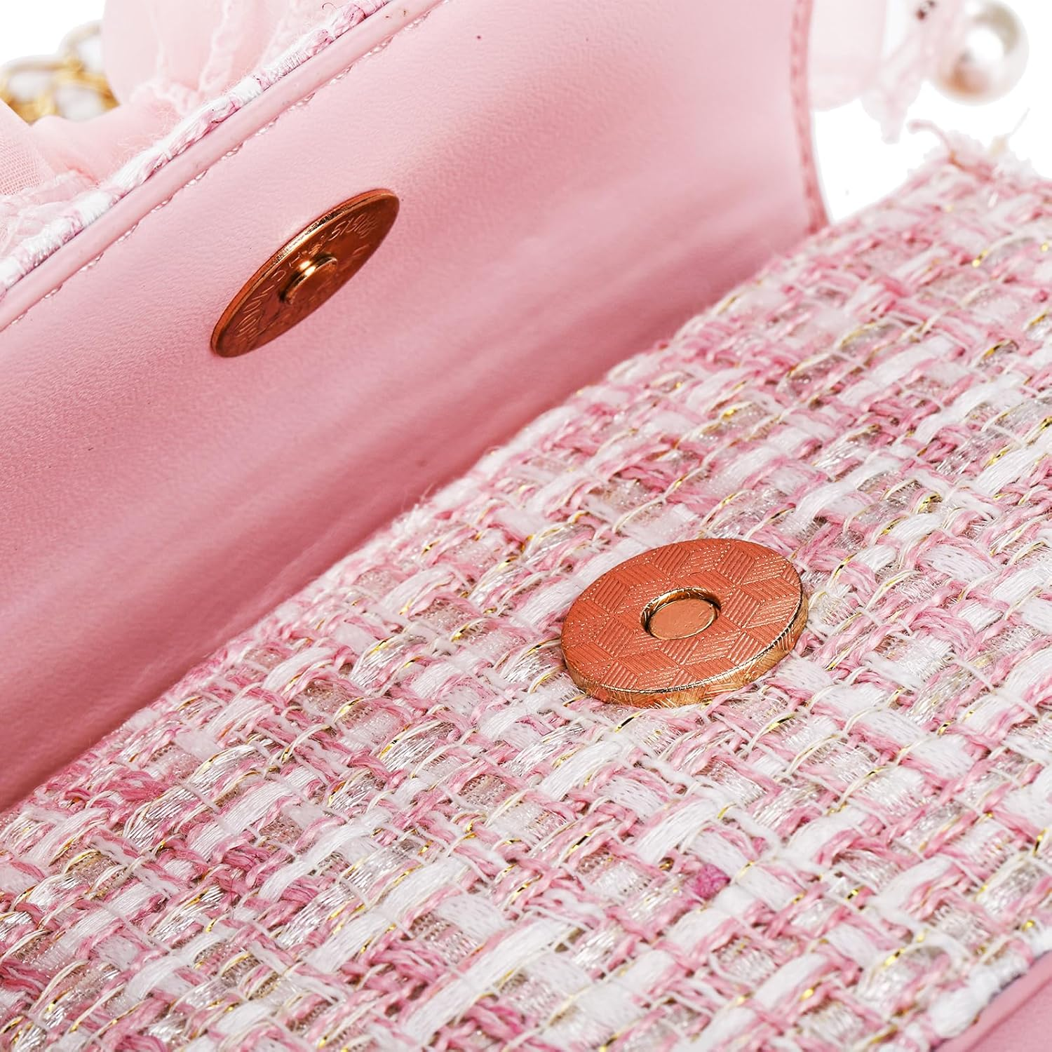 Mezchi 2 Pack Kids Purse for Little Girls, Mini Toddler Crossbody Purse with Bowknot, Cute Fashion Princess Handbags with Pearl Handle, Detachable Gold Chain, Pink, Beige image number 5