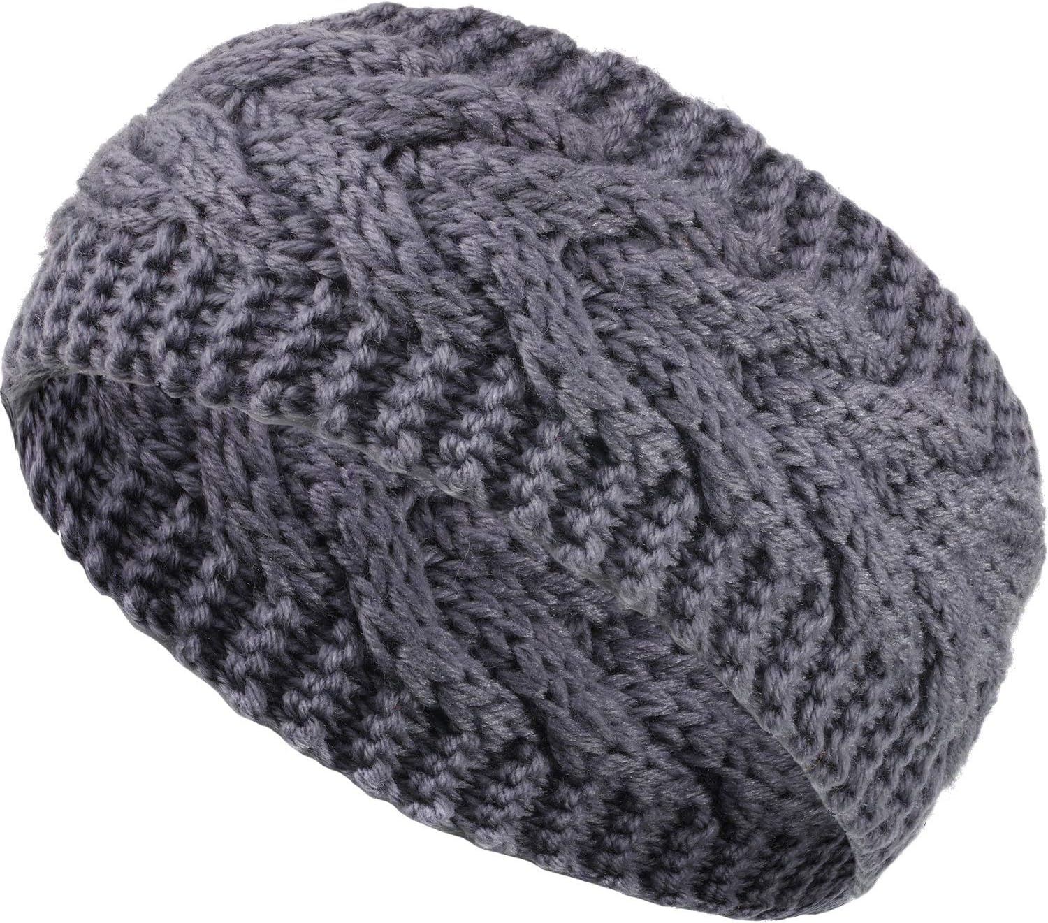 Winter Headband Wool Cable Knit Headband Hair Wrap Ear Warmer for Women (Black)