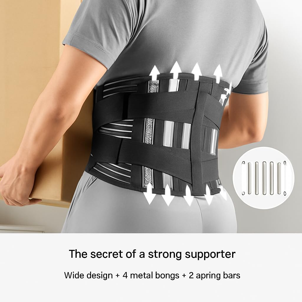 Back Support Brace for Lower Back Pain, Adjustable Lumbar Support Waist Brace, Sports Waist Belt for Men Women(Xl) image number 5