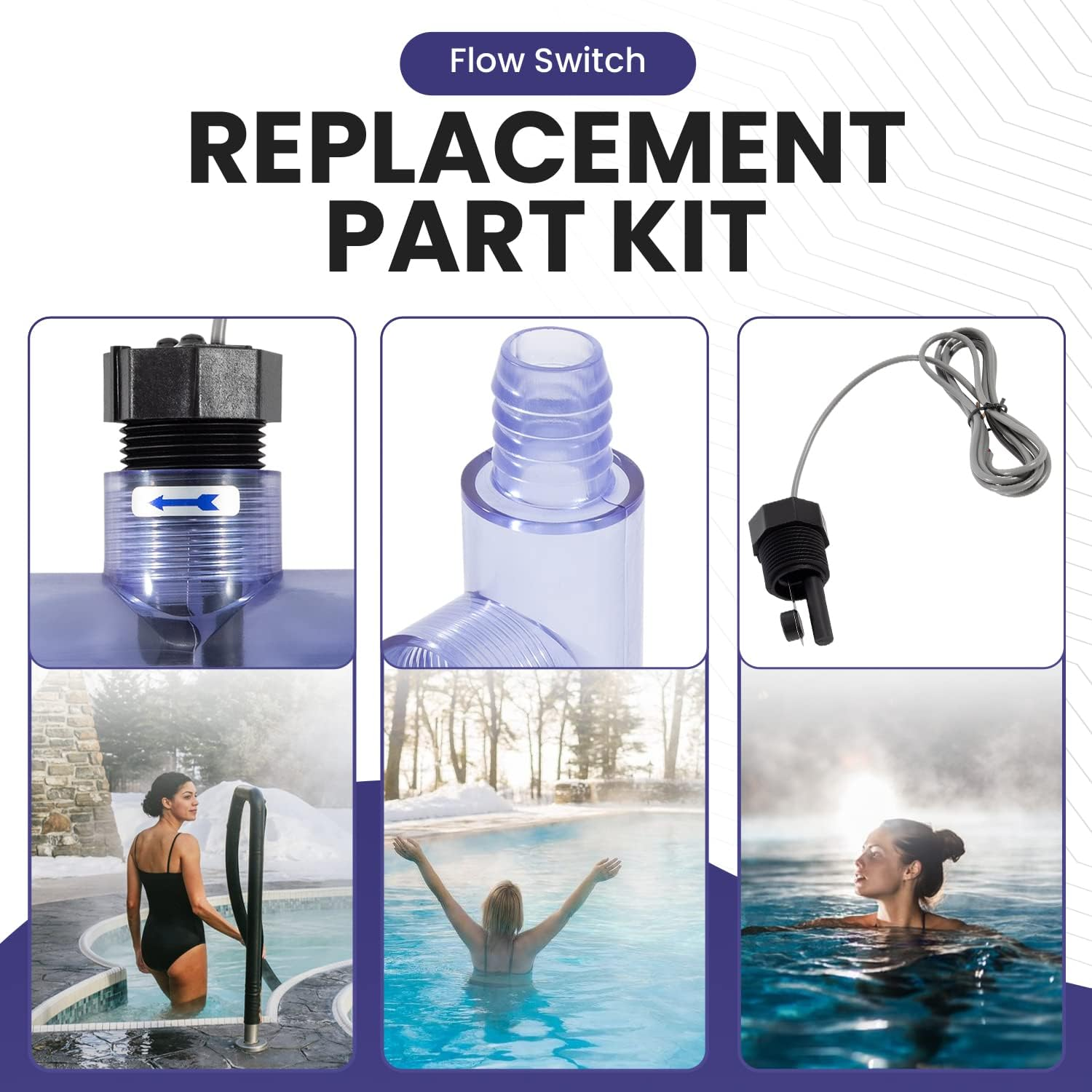 6560-857 Flow Switch Replacement Part Kit for Sundance Spas Heater with Transparent Tee Fitting, Complete Assembly Flow Switch Replaces