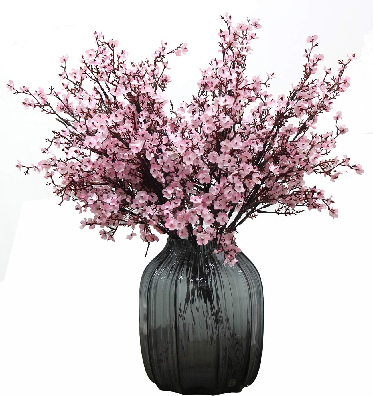 Jaky-Global Babys Breath Fabric Cloth Artificial Flowers 6 Bundle European Fake Silk Plants Decor Wedding Party Decoration Bouquets Real Touch DIY Home Garden(White)