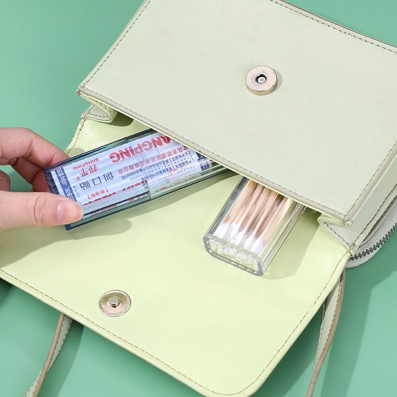 Fokmuaex 4Pcs Clear Cotton Swab Organizer Box for Makeup Pads, Cotton Buds & Accessories - Durable Bathroom Bedroom Office Storage Containers with Lids for Organization