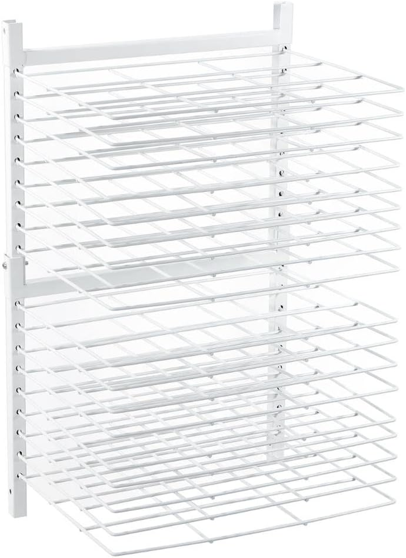 OFFICEROO Art Drying Rack for Classroom - 18 Removable Shelves - Efficient and Organized Drying Rack Art for Students' Masterpieces - Sturdy Paint Drying Rack with Lockable Wheels