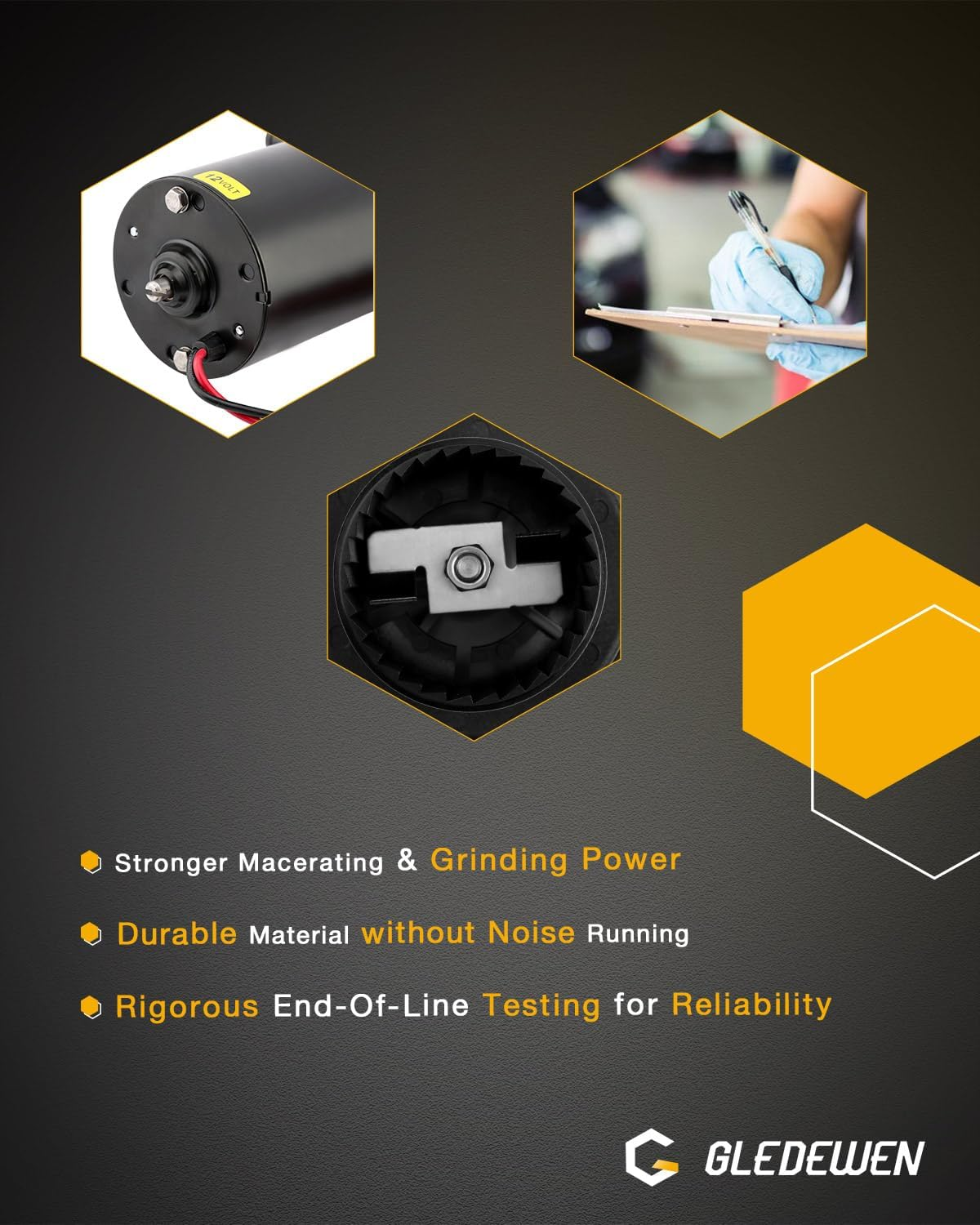 Marine Toilet Macerator Pump Motor Sub Assembly Kit, 37041-0010, Compatible with Jabsco 37010-0090 37010-0000 37010-1000 37010-1090, Boat Yacht Quiet Flush Toilet Electric Macerating, 12-Volt, No Leak image number 3