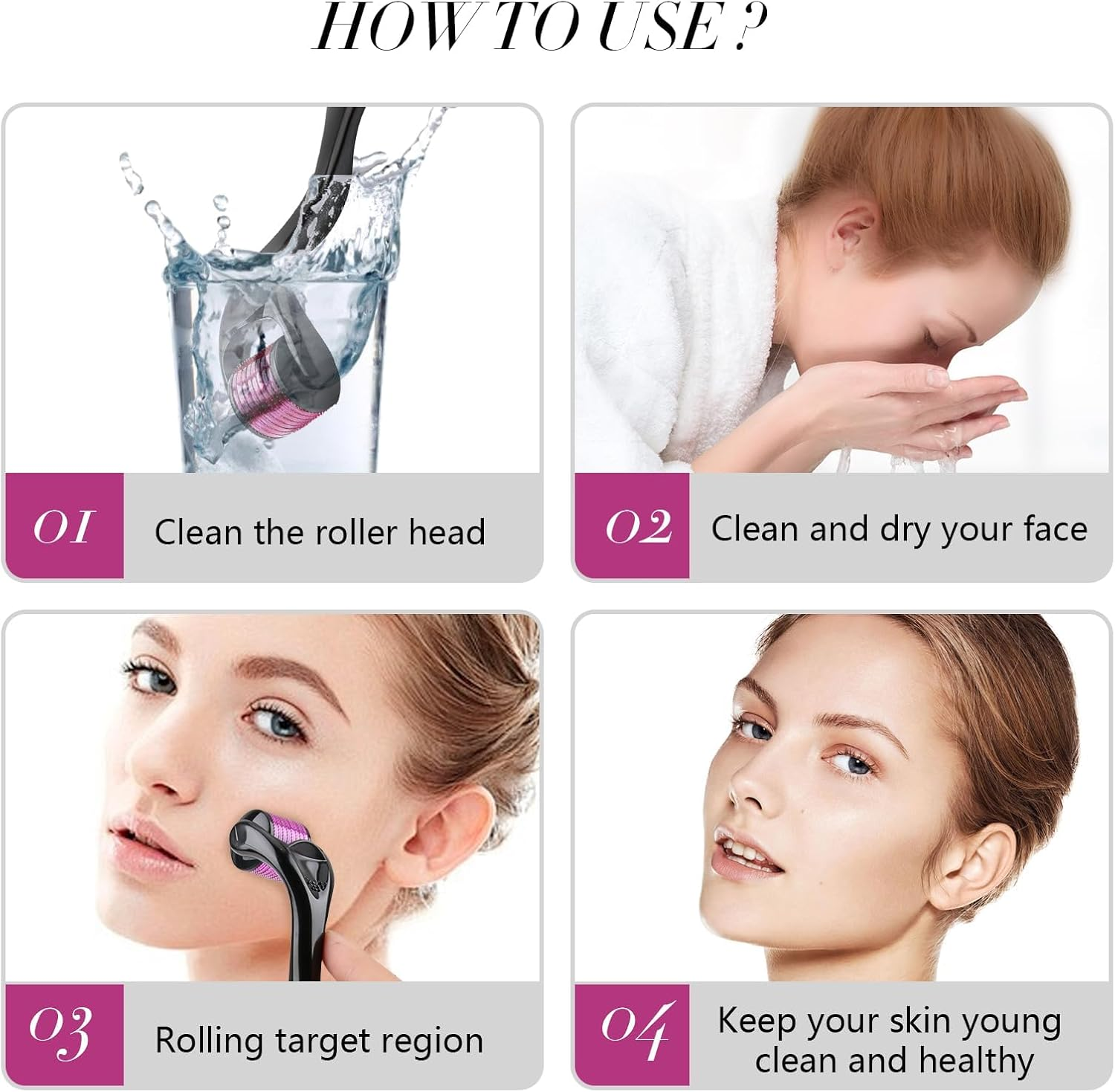 0.5Mm Derma Roller for Skin Hair Care, 540 Titanium Microneedles for Enhances Skin Texture Reduces Fine Line Acne Scars and Promote Healthy Hair Growth for All Skin Types and Home Skincare Treatments image number 4