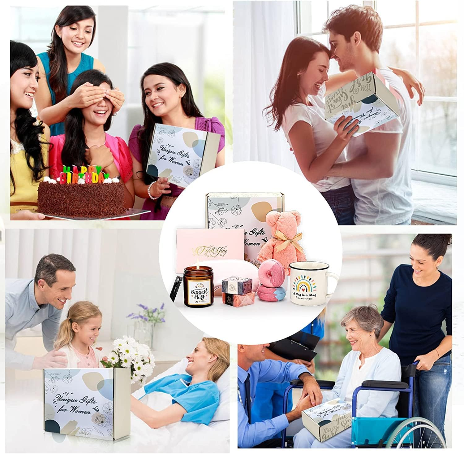 TMEOIIPY Pamper Hampers G-If-T F-Or W-Omen -Get Well Soon Gift Box Women - Self Care Package Relax Bath Gifts Women -Thinking of You Birthday G-Ift-S F-Or Her Mum Female Friend Coworker Biggest Hug image number 1