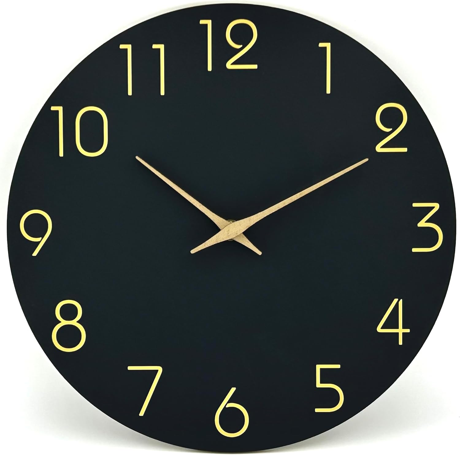 AIJOY 12 Inch Silent Non-Ticking Wall Clock - Battery Operated Modern round Wooden Clock with Cushioned EVA Leveling Pads, Large Easy Read Numerals for Living Room Bedroom Kitchen Office Home Decor image number 3