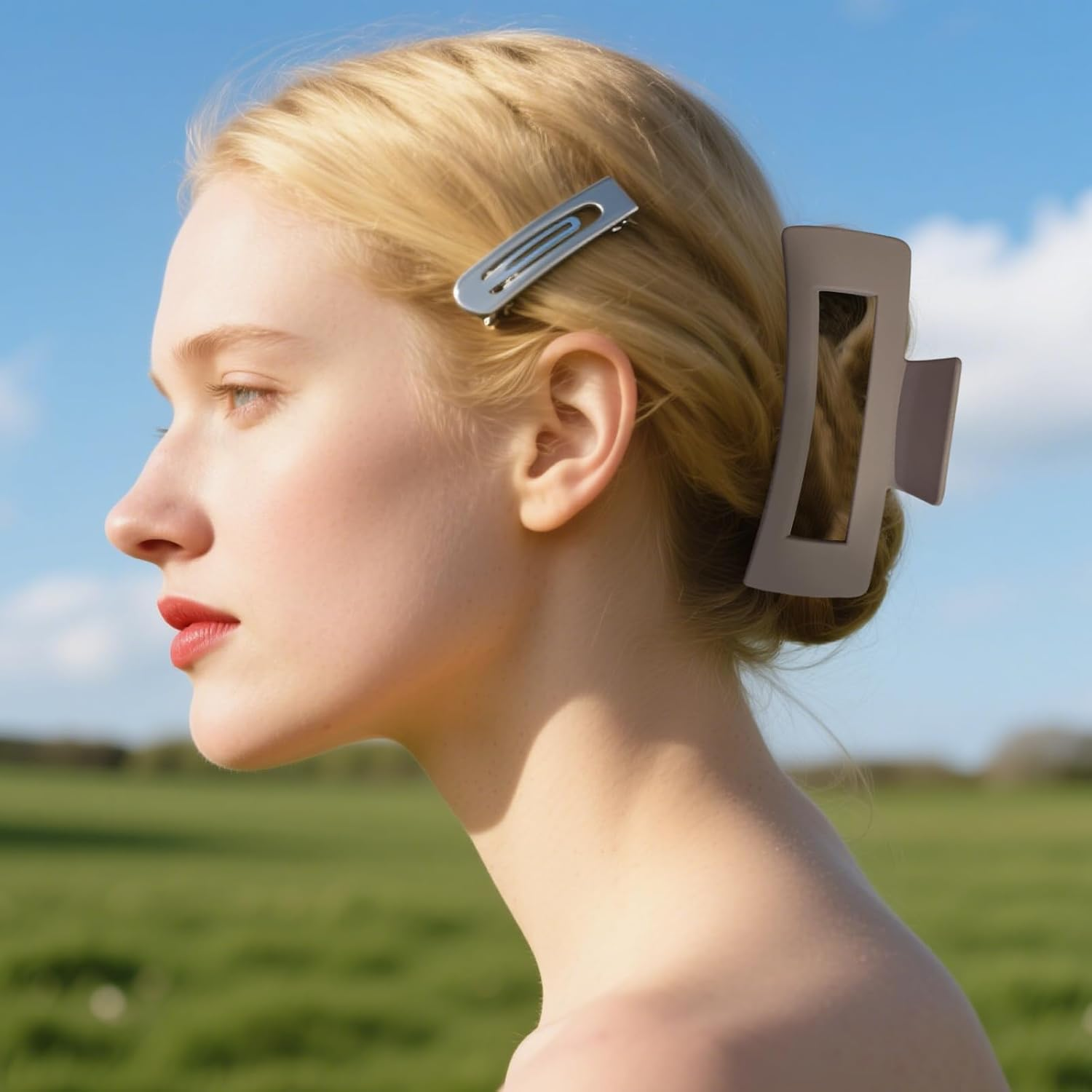 8Pcs Matte Hair Clips 4.33 Inch Hair Claw Clips Medium Women and Girls Hair Clips Versatile Commuter Rectangular Claw Clips Hairstyle Accessories Suitable for Women'S Thin and Medium Thick Curly Hair image number 2