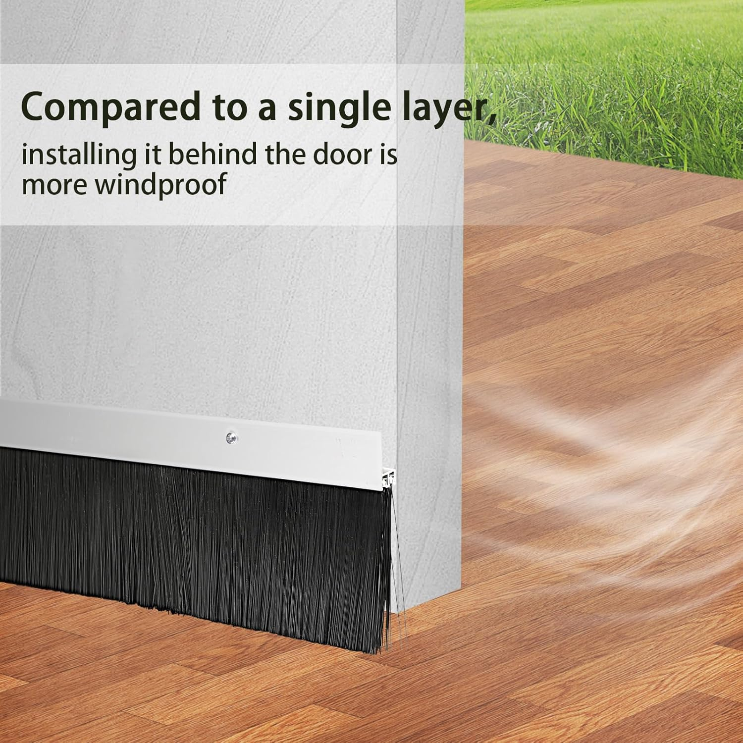 3 Pack Double Layer Garage Door Brush Seal Kit &ndash; 2.5" X 39.3" Bottom Sweep Draught Excluder Stopper &ndash; Heavy Duty Aluminum Base &ndash; Dust, Insect Proof for Roll-Up, Exterior & Industrial Use (118")