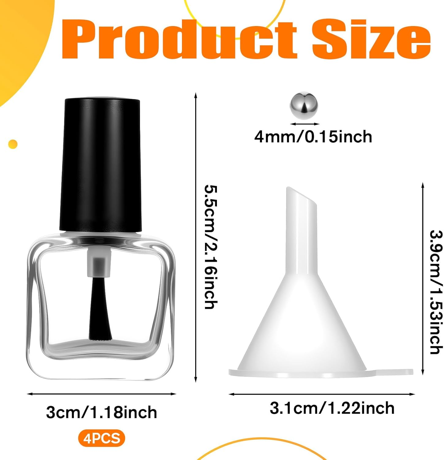 Alrhso 4Pcs Empty Nail Polish Bottles with Brush 5ML Small Glass Gel Polish Bottles Nail Refill Bottle Clear Nails Bottle with Applicator for Liquid Fingernail image number 3