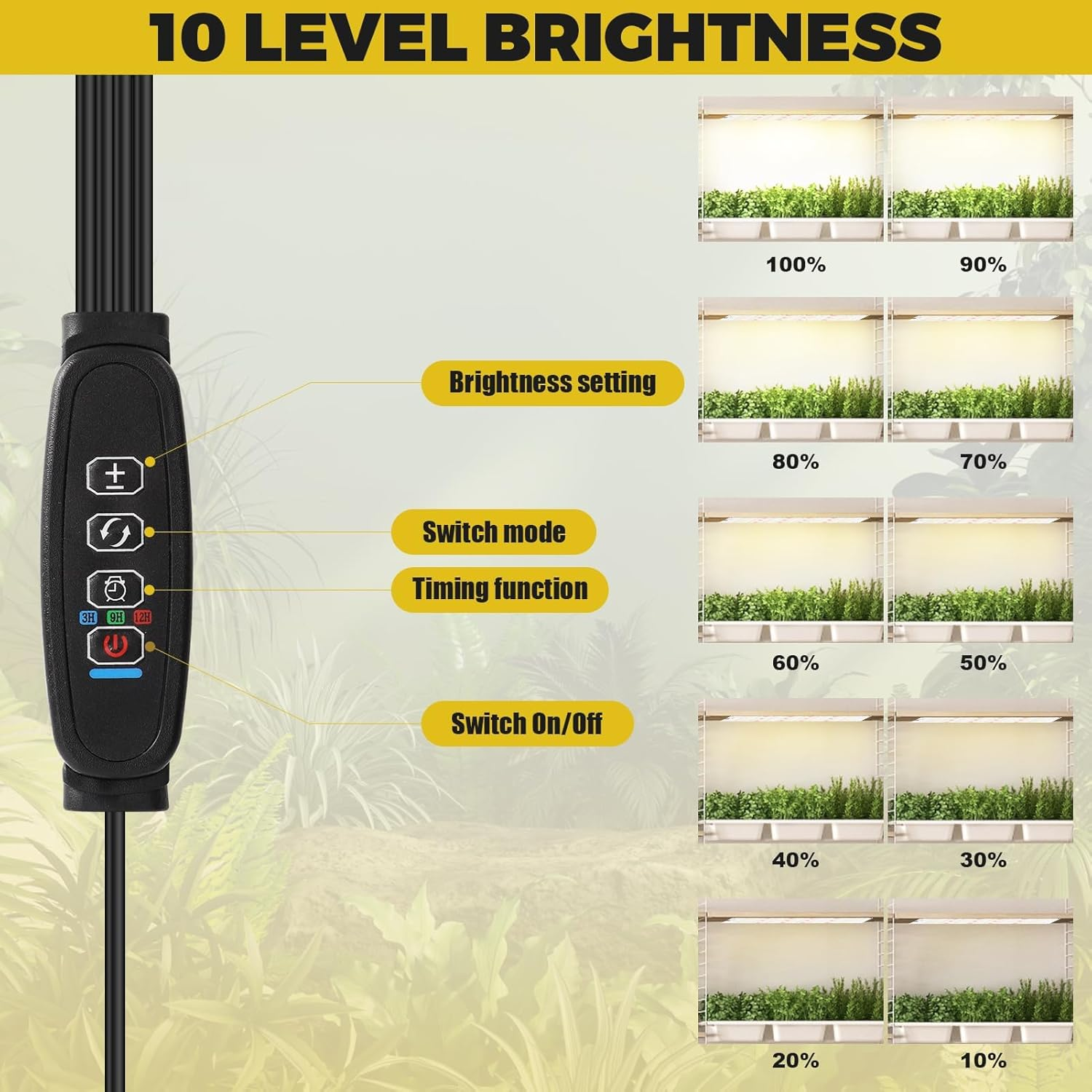 Grow Lights for Indoor Plants, 4Pcs Grow Light Ultra-Thin Plant Light for Indoor Growing, 540 Leds Full Spectrum Grow Lights for Seed Starting, Plant Grow Lamp 3/9/12H Timer 10 Dimmable Level image number 4