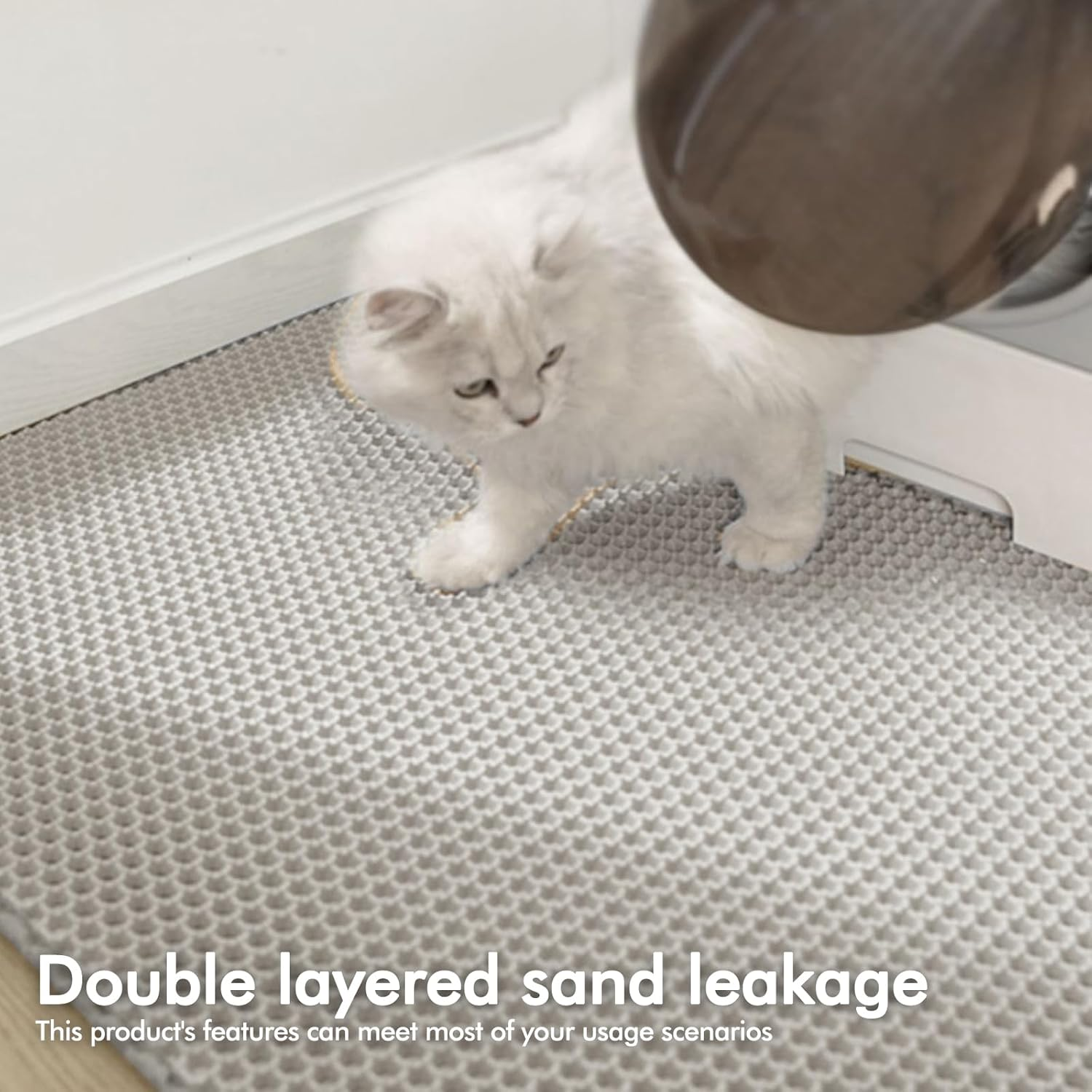 WIYETY Cat Litter Tray Mat 90 X 60 Cm Double Layer Cat Litter Mat Large Cat Litter Tray Mat with Waterproof and Non-Slip Honeycomb Design Cat Litter Mat EVA Material image number 1