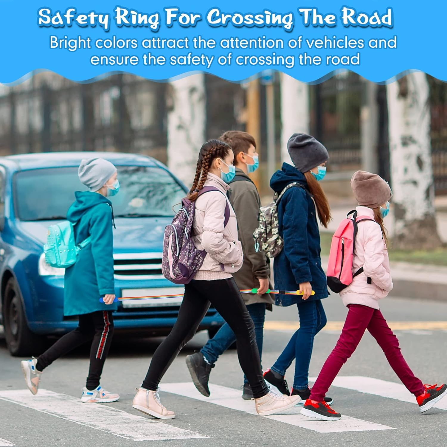 Chumia 8 Set Walking Rope for Preschool Toddlers Kids 4 Colorful Handles Outdoor Safety Line Detachable Transition Rope for Children'S Preschool Kindergarten Supplies Wrist Leashes