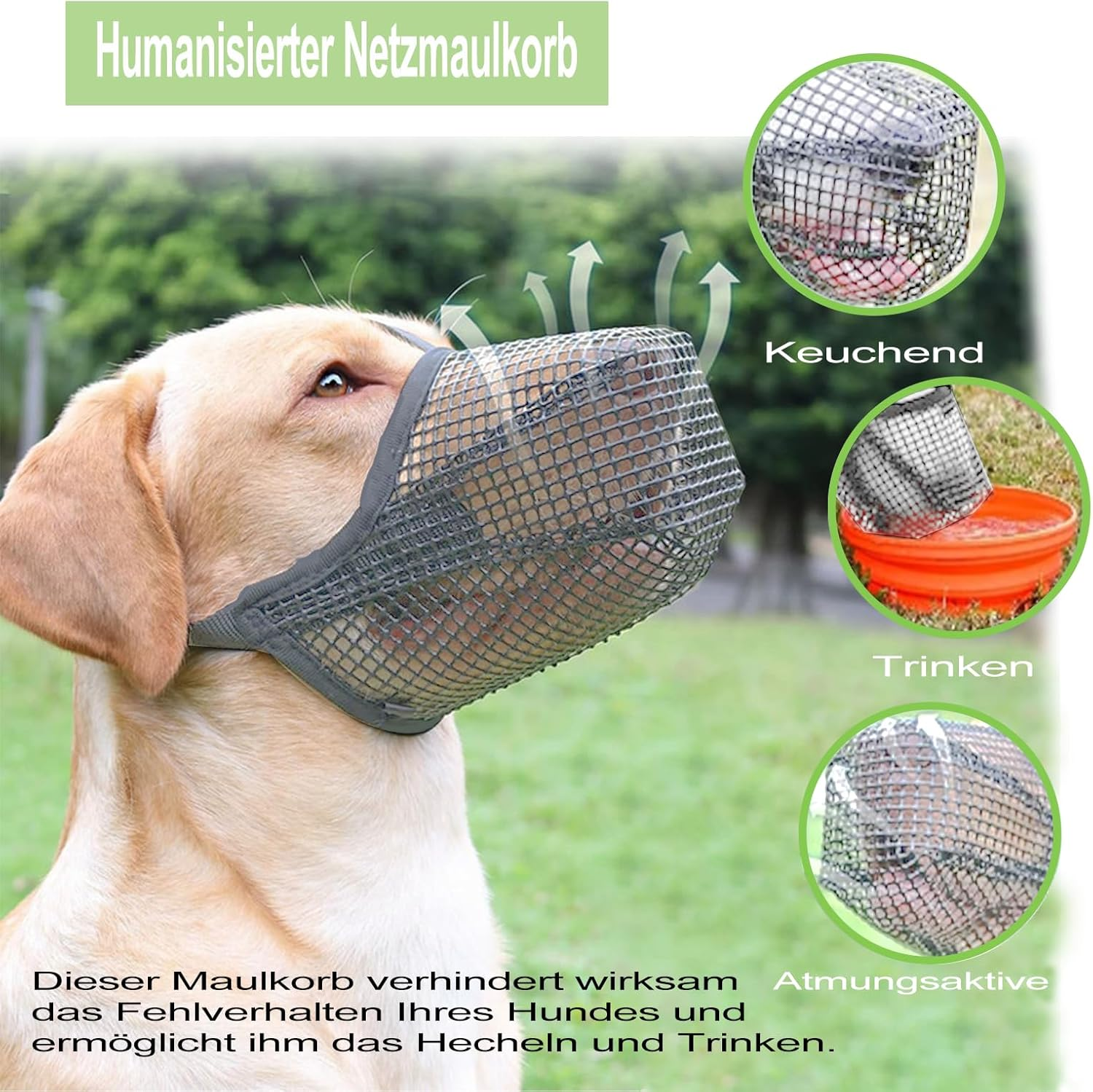 Muzzle for Dogs, Breathable Mesh Muzzle for Large Dogs, Medium Dogs, Adjustable Dog Muzzle for Small, Medium and Large, Prevents Biting, Chewing and Barking (Grey, XS) image number 5