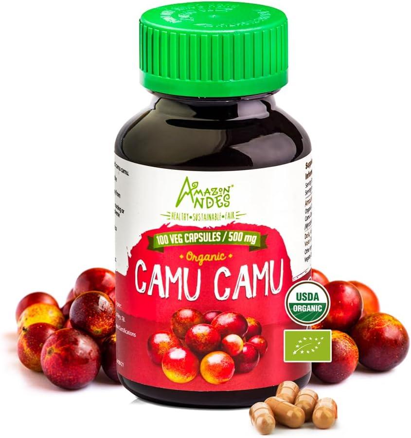 Amazon Andes Premium Camu Camu Capsules &ndash; 500 Mg, Non-Gmo, Natural Vitamin C from Amazonian Superfruit, Plant-Based, Vegan, 60 Capsules image number 2