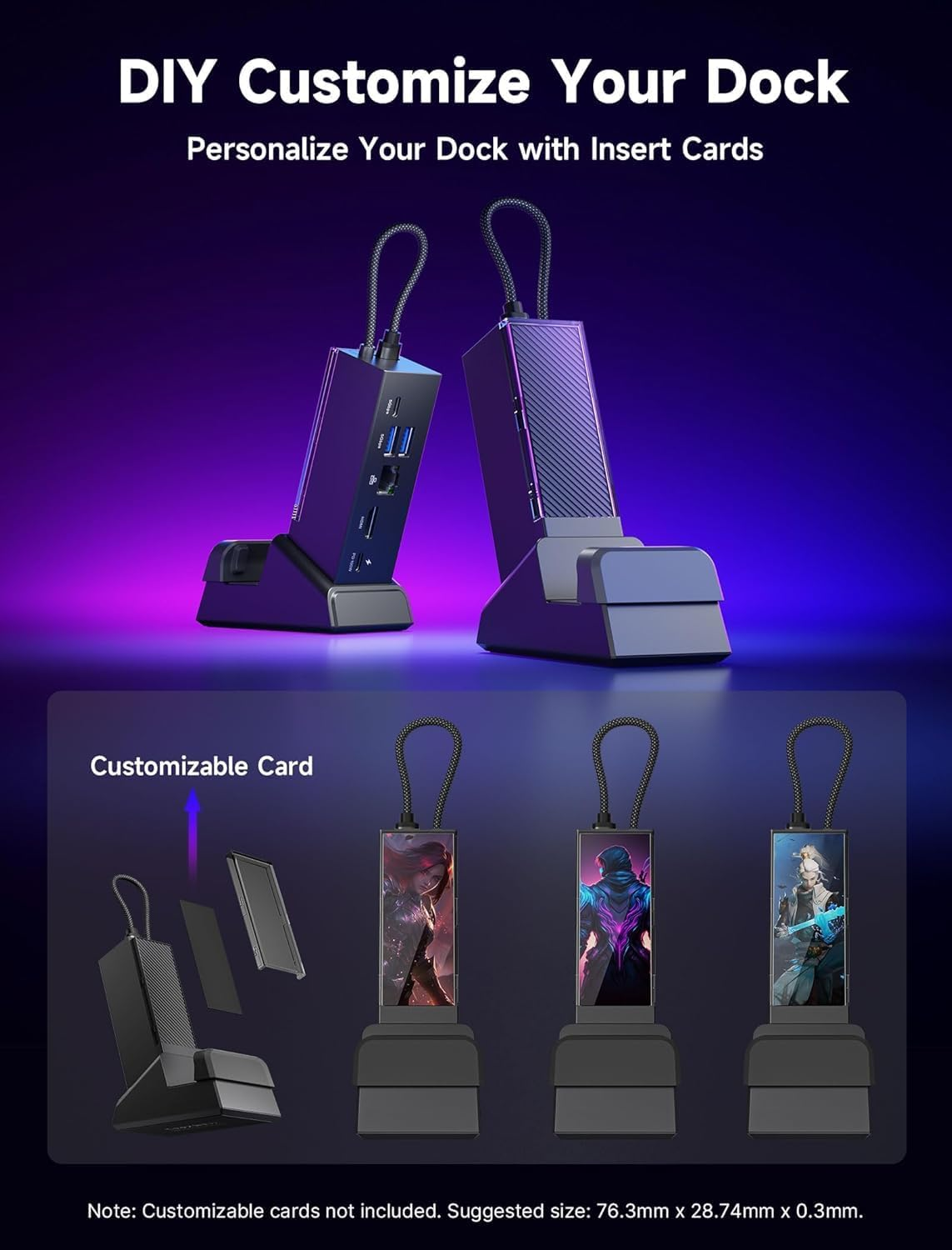 JSAUX Docking Station for ROG Ally X/ROG Ally/Steam Deck/Legion Go, 6-In-1 ROG Ally X Dock with HDMI 4K@120Hz, Gigabit Ethernet, Dual USBA 3.2 Gen 1, USBC 3.2 Gen 1 and PD 100W Charging-Hb0609 Black