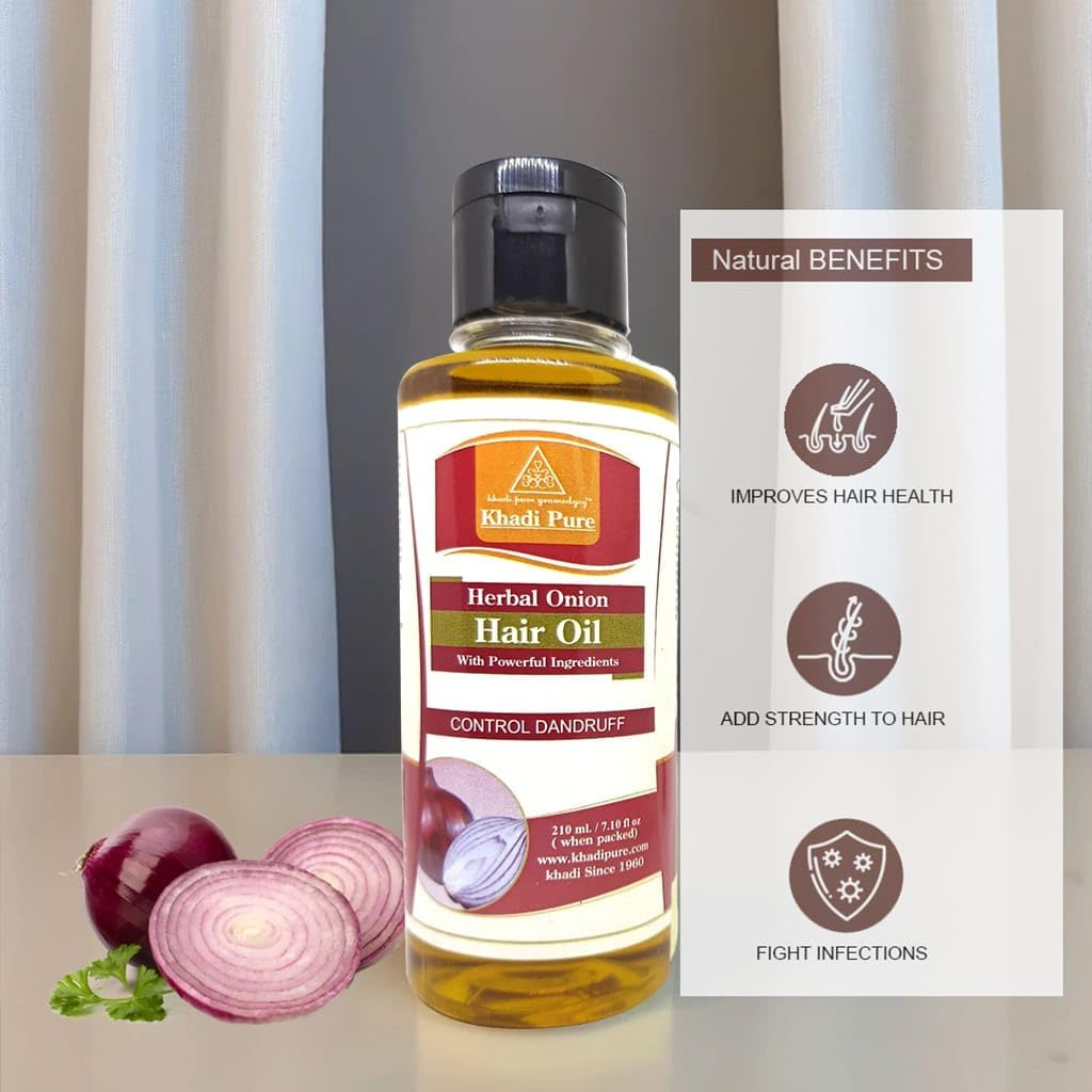 Khadi Pure Vitalising & Onion Hair Oil, 210 Ml (Pack of 4) image number 2