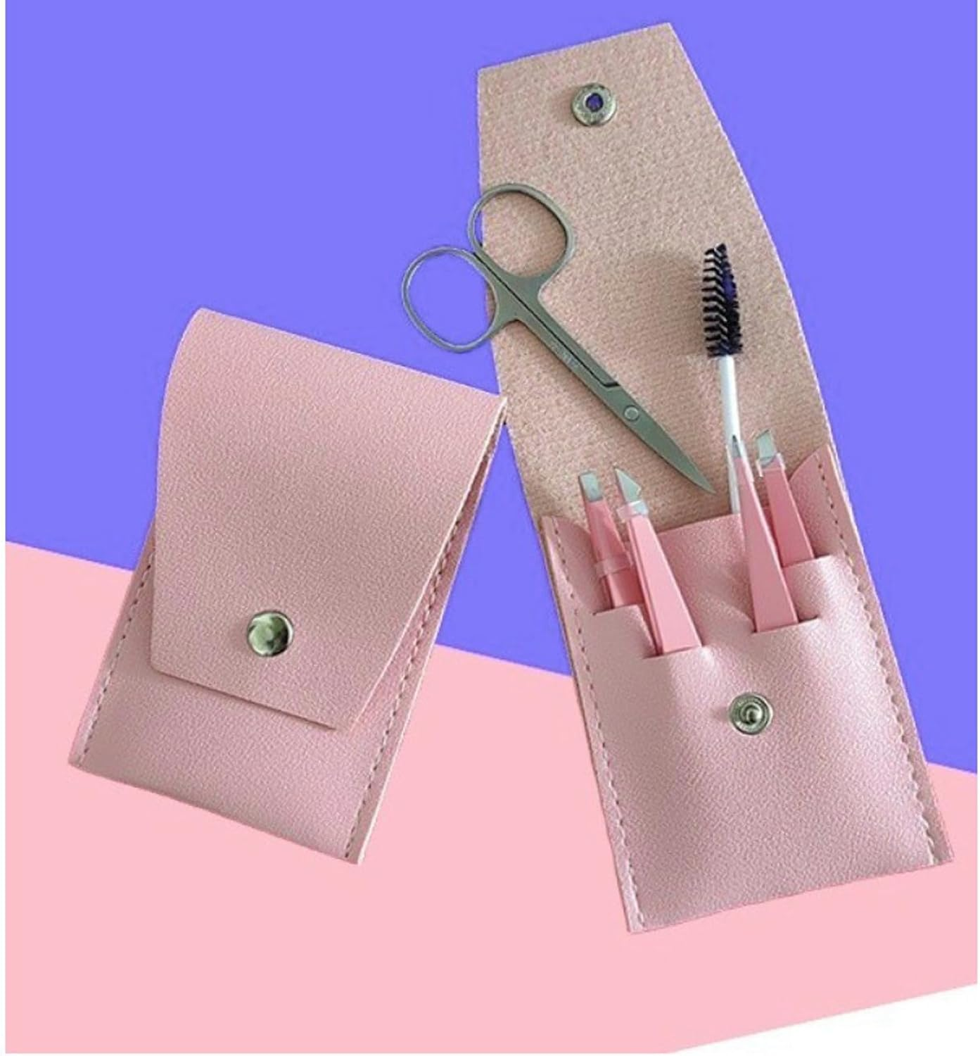 Fokmuaex 6Pcs Eyebrow Tweezers Set - Stainless Steel Slant & Pointed Tips with Small Scissors & Brush, Precision Hair Removal Tools image number 6