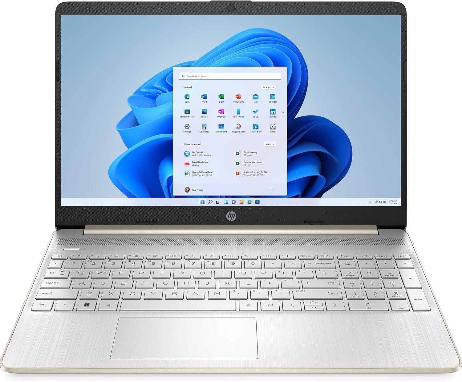 HP 15&rdquo; Laptop, AMD Ryzen 5 5500U, 15.6-Inch FHD Display, 16GB DDR4 RAM, 512GB Pcie Nvme M.2 SSD, Wi-Fi 5, Bluetooth 5.0, USB-C, HDMI 1.4B, Pale Gold, Windows 11 Home in S Mode, 9U9Y0PA