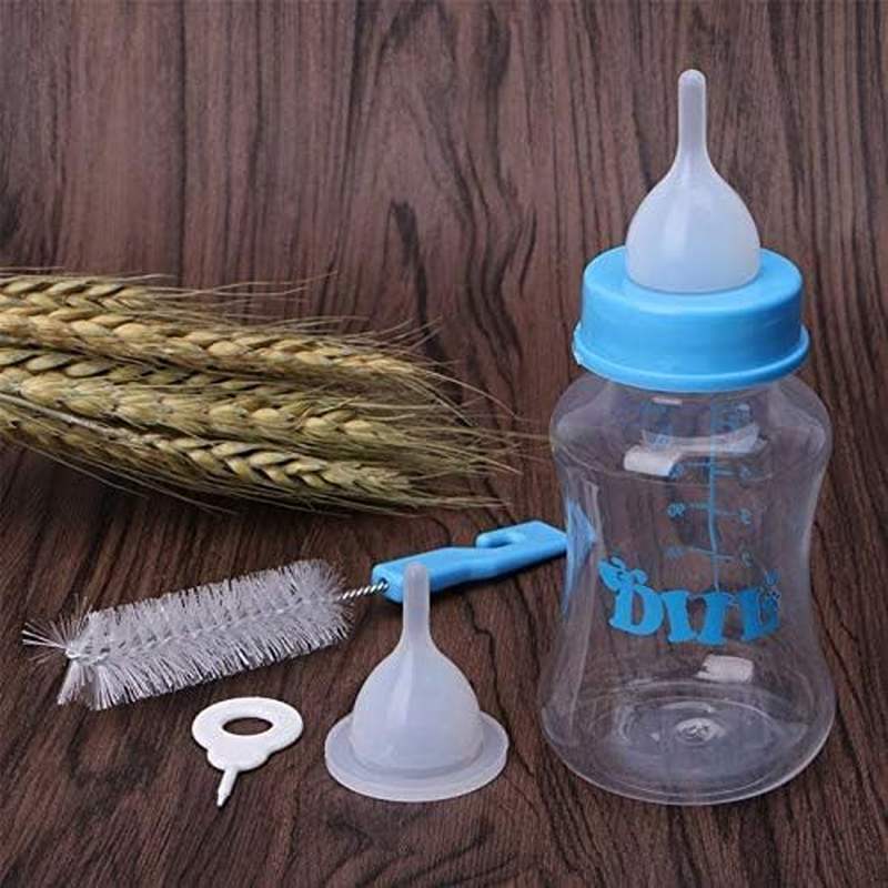 Pet Milk Bottle, Newborn Kitten and Puppy Feeding Supplies Set - Pet Milk Bottle with Replaceable Teats, 60Ml Liquid Bottles (1 Set Blue) for Small Pets image number 6