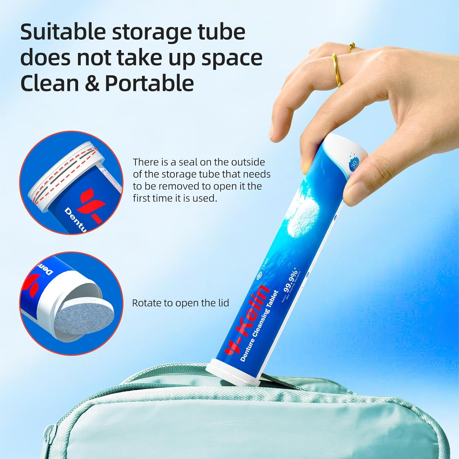 Y-Kelin Retainer Cleaner Tablets 120 Tablets for Mouth Guard Dental Appliances Denture Cleaning Tablets 4 Months Supply image number 3