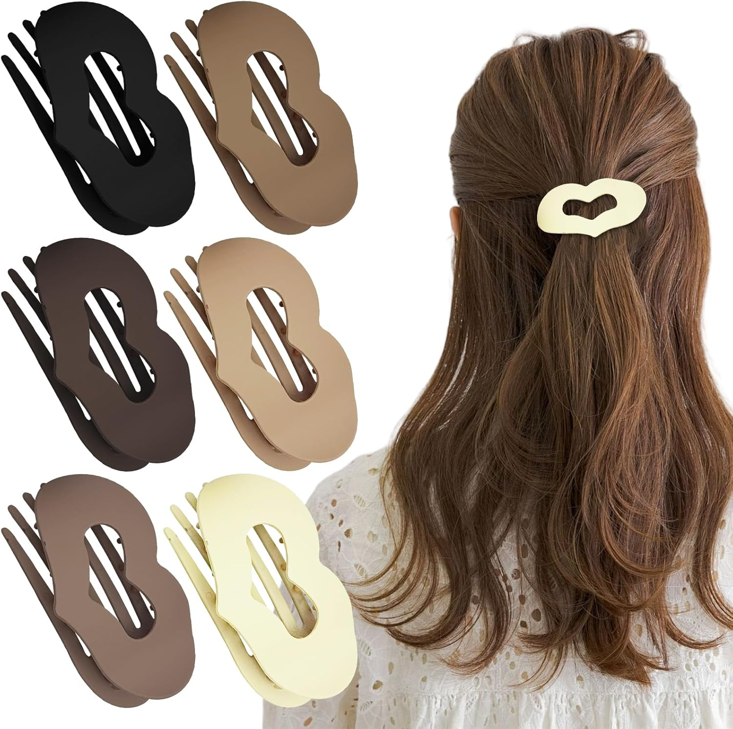 Pack of 6 Duck Beak Hair Clips, Women'S Heart Flat Hair Clips, Flat Hair Clips, Leopard Print Hair Clip, Thin Hair image number 5