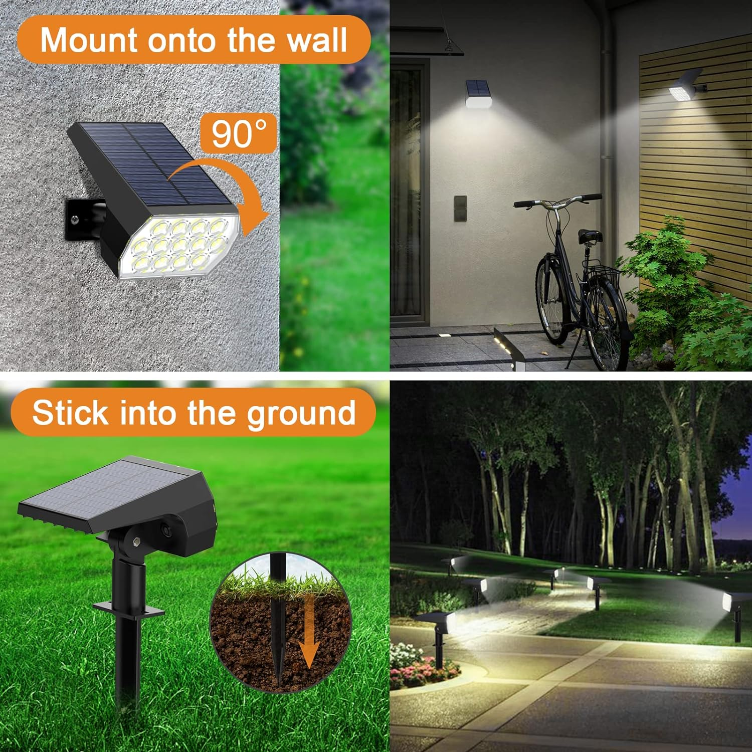 WELALO Solar Spot Lights Outdoor, [6 Pack/65 LED/3 Modes] Solar Landscape Spotlights, Solar Powered Christmas Halloween Lights, IP68 Waterproof Wall Lights for Walkway Yard Garden Driveway(Cool White) image number 5
