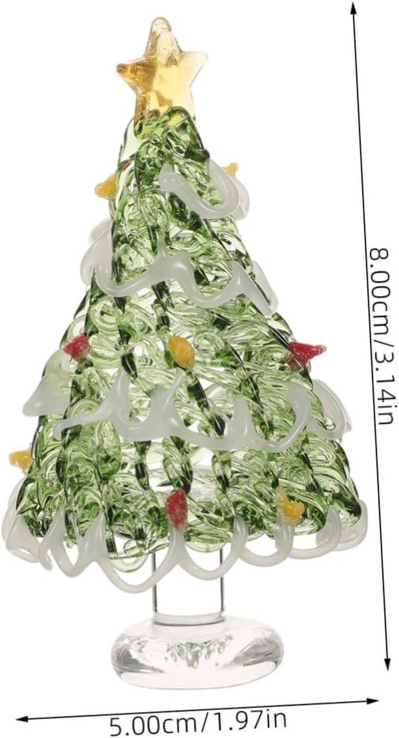 Small Christmas Tree Ornaments Glass Pine Tree Christmas Party Decor Desktop Xmas Holiday Statue Craft image number 1