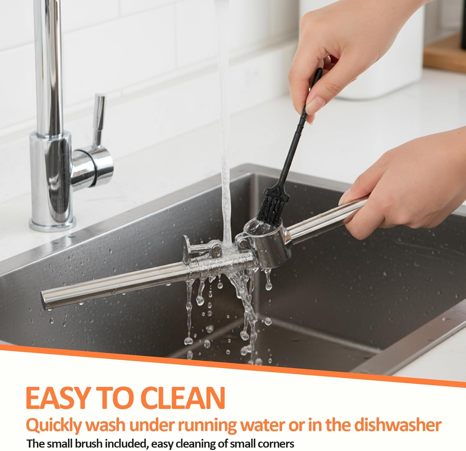 VINATO Stainless Steel Garlic Press with Peeler and Cleaning Brush, Kitchen Aid for Garlic Pressing and Peeling, Dishwasher Safe image number 2