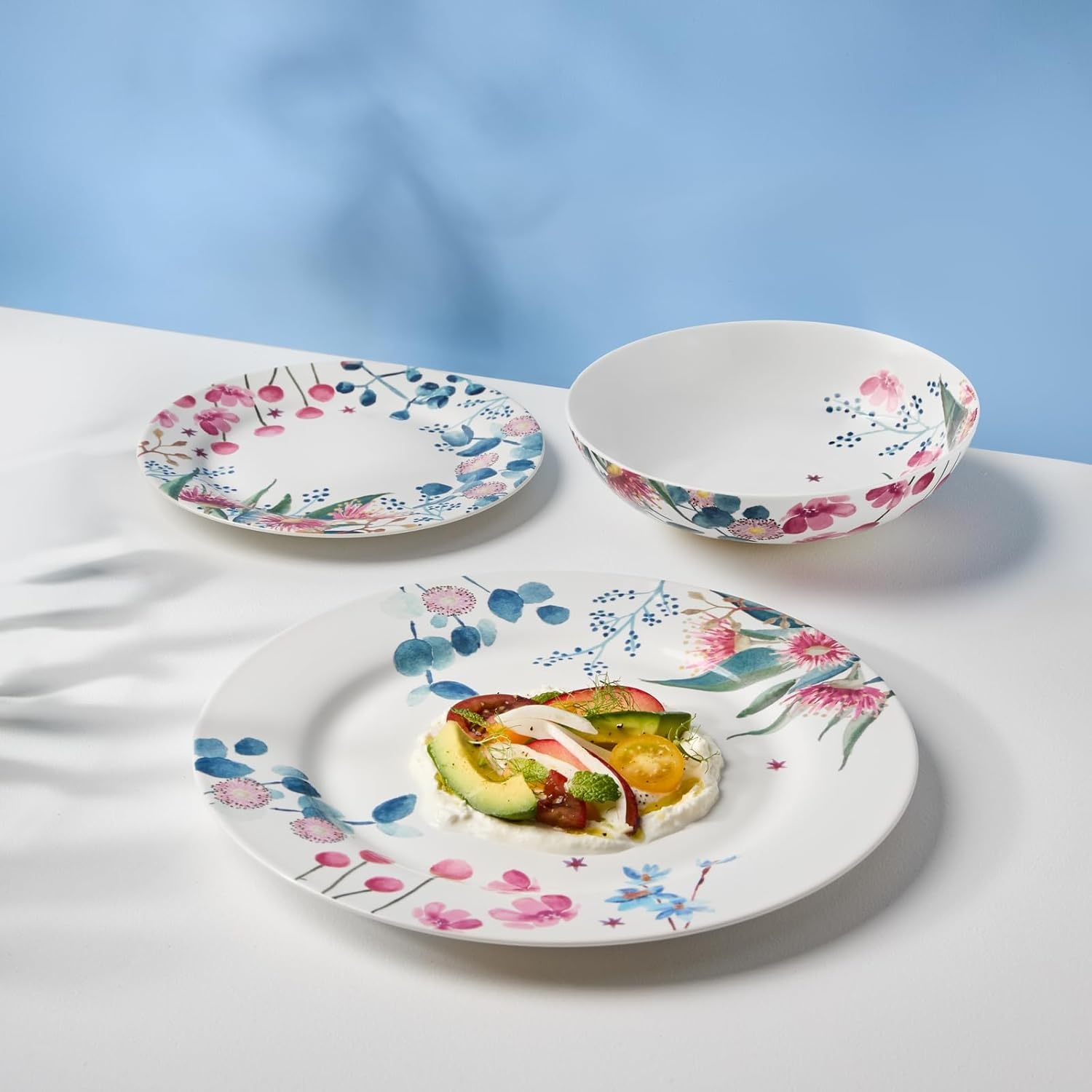 Maxwell & Williams Royal Botanic Gardens Eucalyptus Bloom Rim Dinner Set 12Pc Gift Boxed