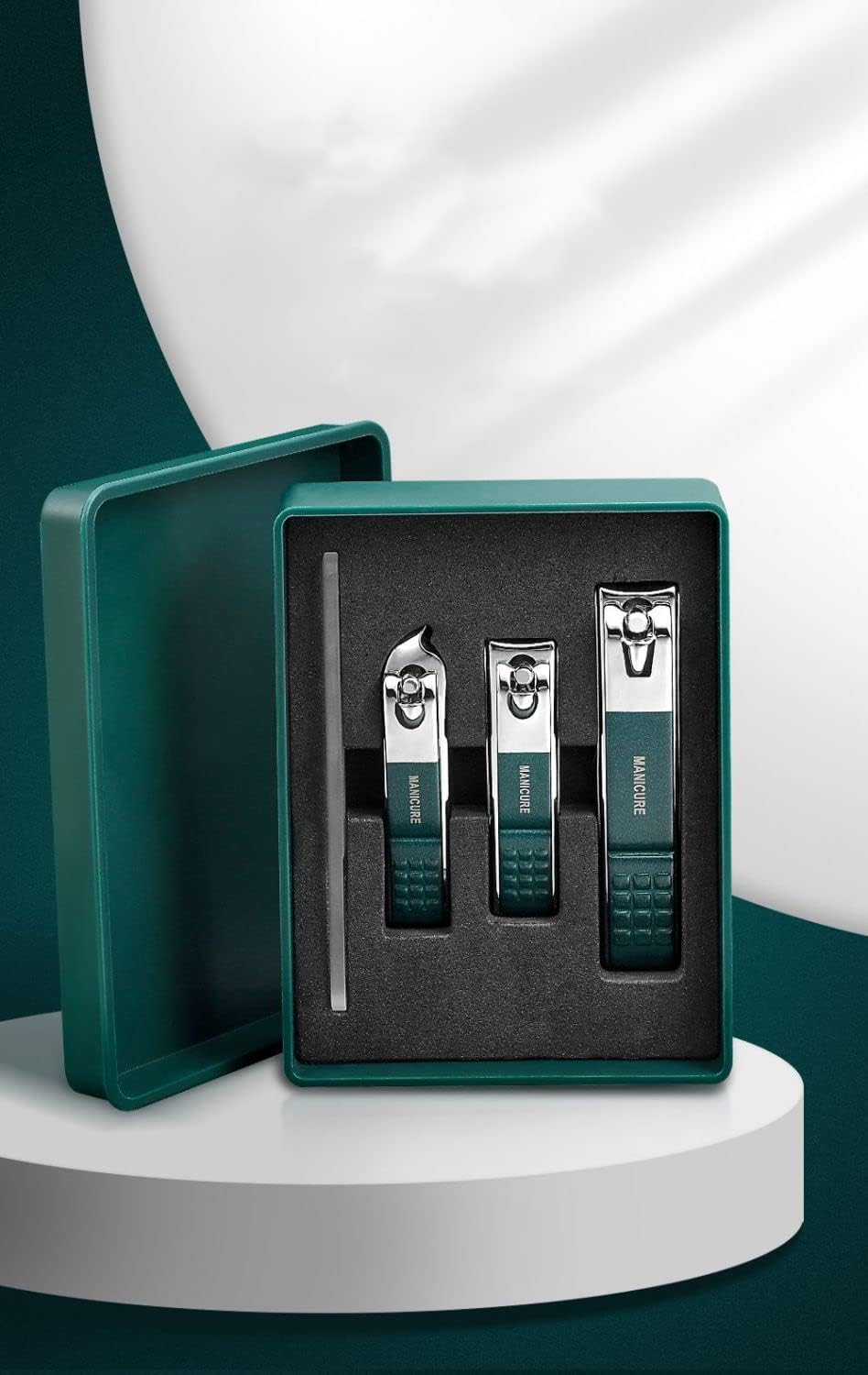 QYLHH 3Pcs Nail Clippers Manicure Set anti Splash Fingernail Cutter Pedicure Kit Nail Nippers for Women & Men Green image number 6