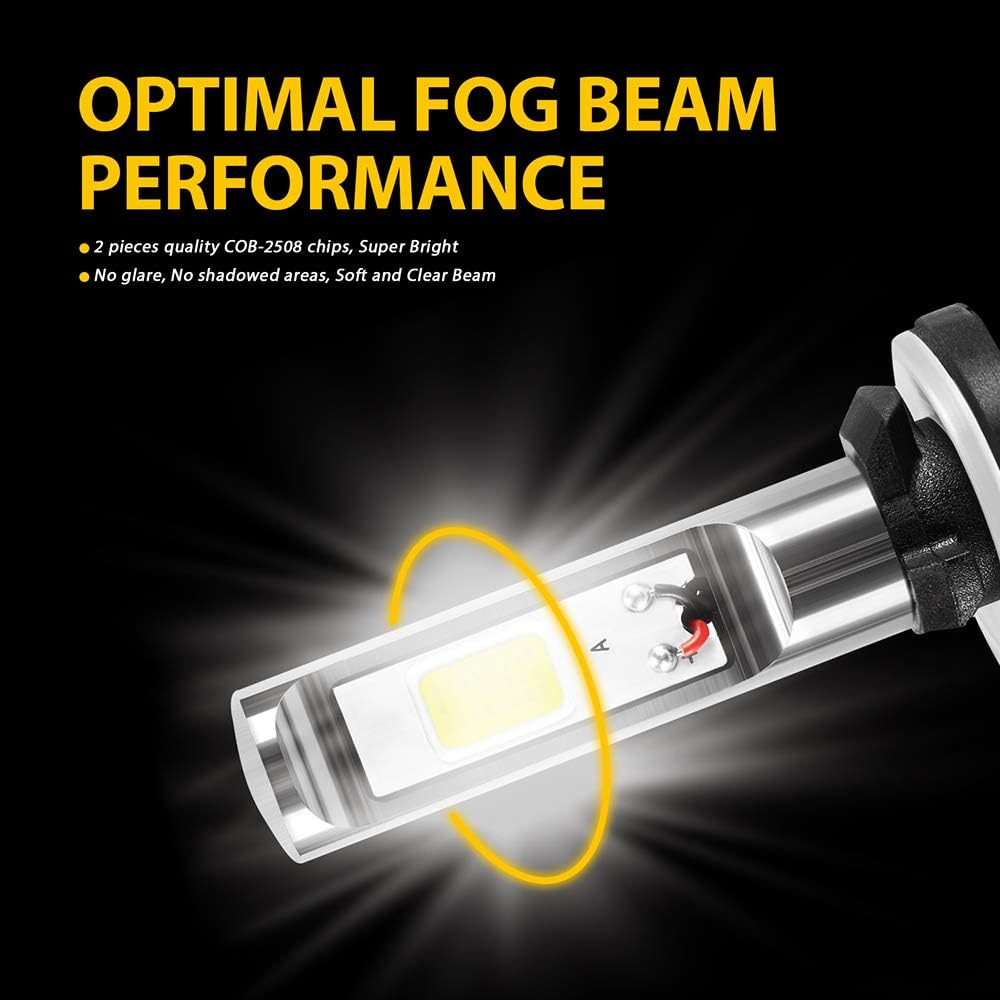 AUXLIGHT 881 889 886 894 862 896 898 LED Fog Light Bulbs 6000K Xenon White, Super Bright High Power COB Chips LED Fog Daytime Running Lights DRL Bulbs Replacement for Cars, Trucks (Pack of 2)
