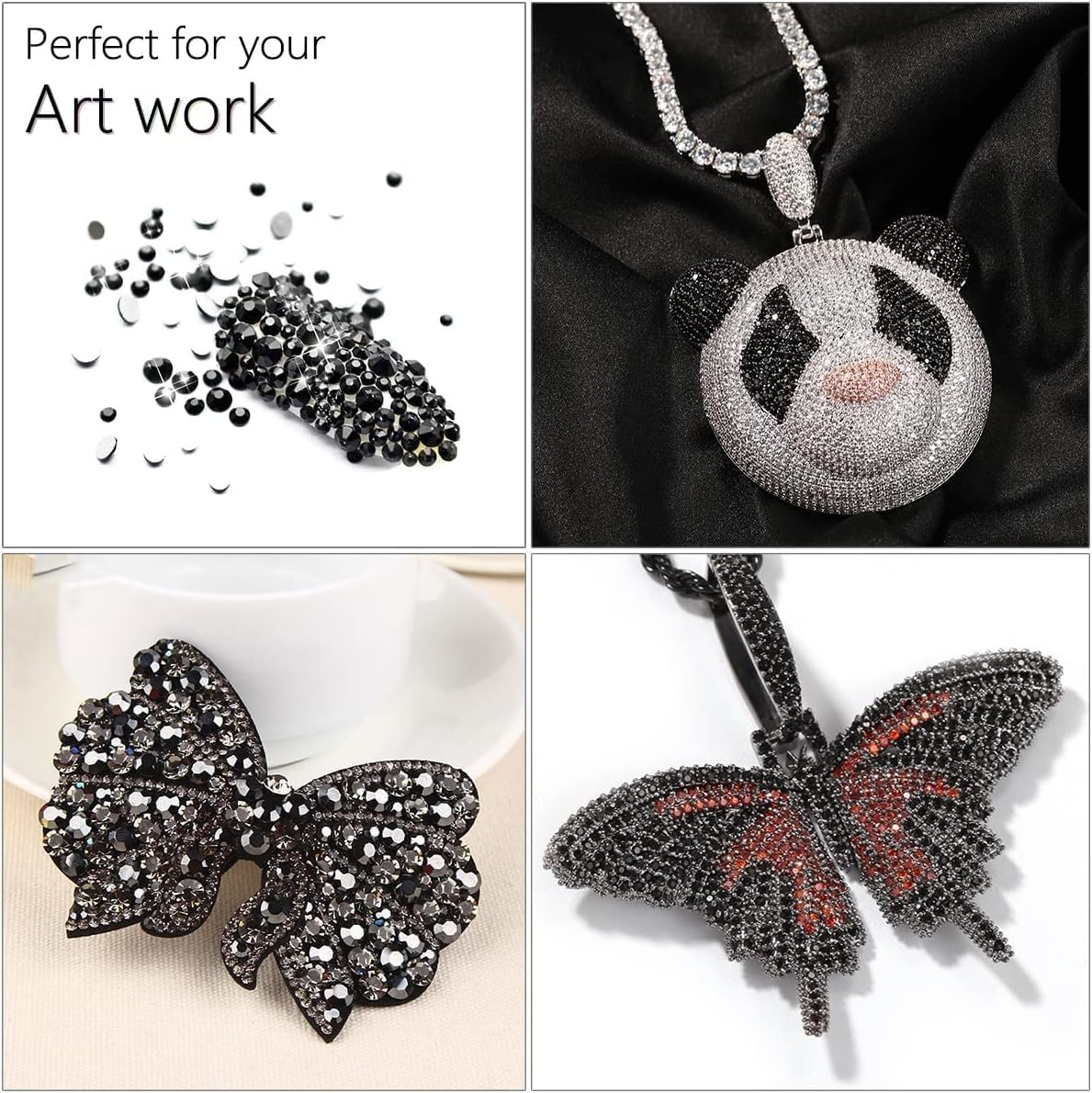 Qiipii Pure Black Resin Flatback Rhinestones for Crafting 2Mm 3Mm 4Mm 5Mm 6Mm Flatback Jelly Stones Solid Black Gems Diamonds for Face Eyes Makeup Tumblers Mugs Bottles DIY Crafts Clothes Shoes Phones - Blue image number 3